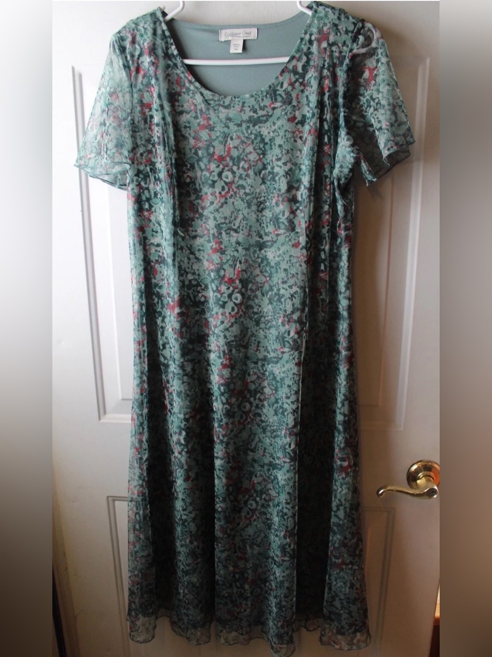 Coldwater Creek Meadow Charm Frosted Thyme Maxi Dress Petit Medium